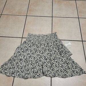 Altar'd State Black and Cream Floral A-Line Skirt